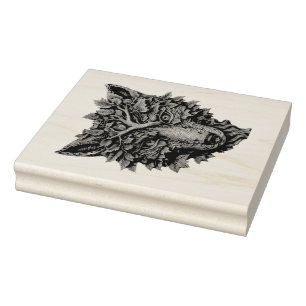 Create Your Own 3D Faux Bois Carved Wolf Head Rubber Stamp