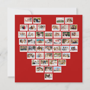 Create Your Own 44 Photo Collage Red Heart Card
