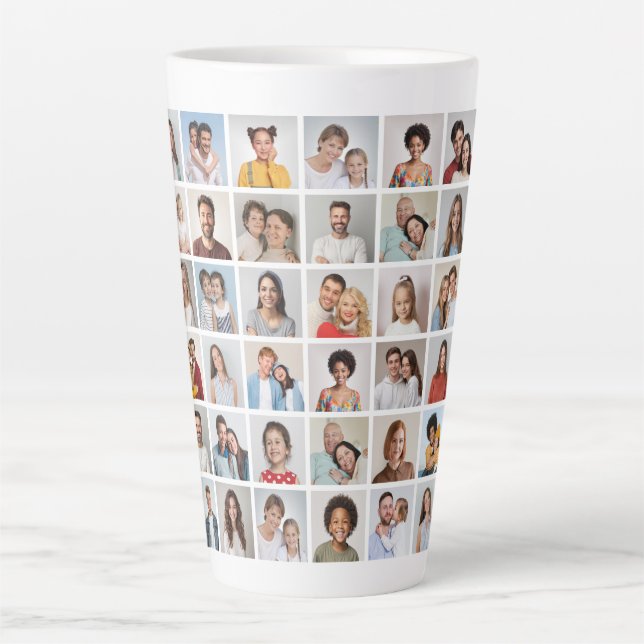Create Your Own 48 Photo Collage Latte Mug (Front)