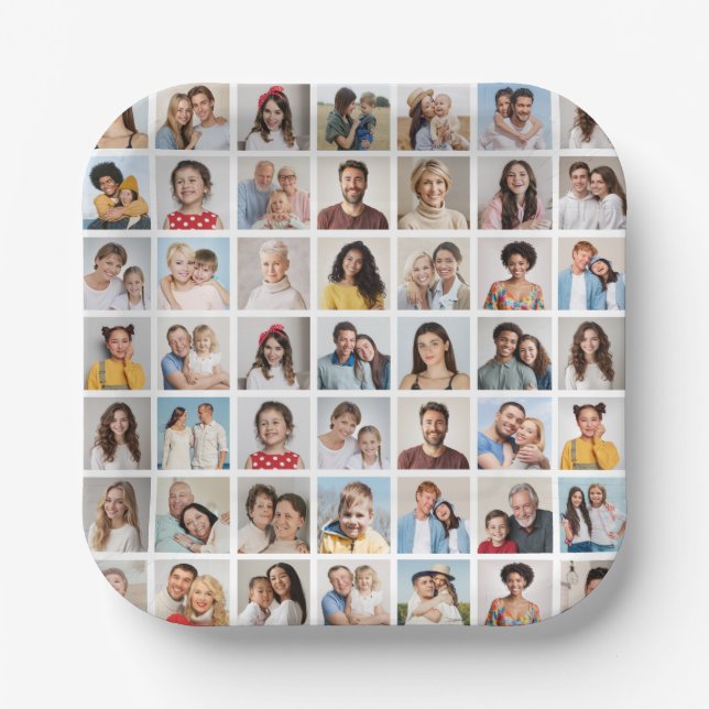 Create Your Own 49 Photo Collage Paper Plate (Front)