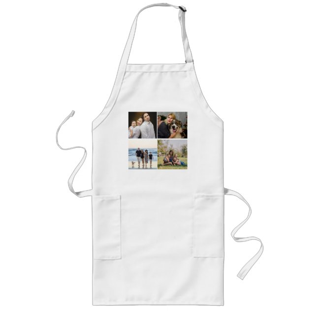 Create Your Own 4 Family Photo Collage Custom Long Apron (Front)