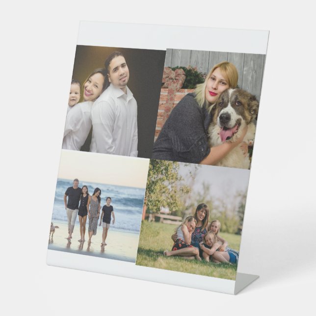 Create Your Own 4 Family Photo Collage  Pedestal Sign (Front)