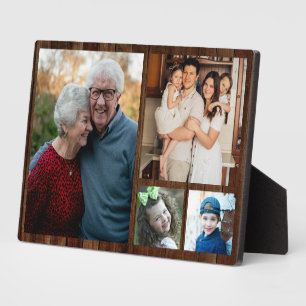 Create Your Own 4 Family Photo Collage Rustic Wood Plaque