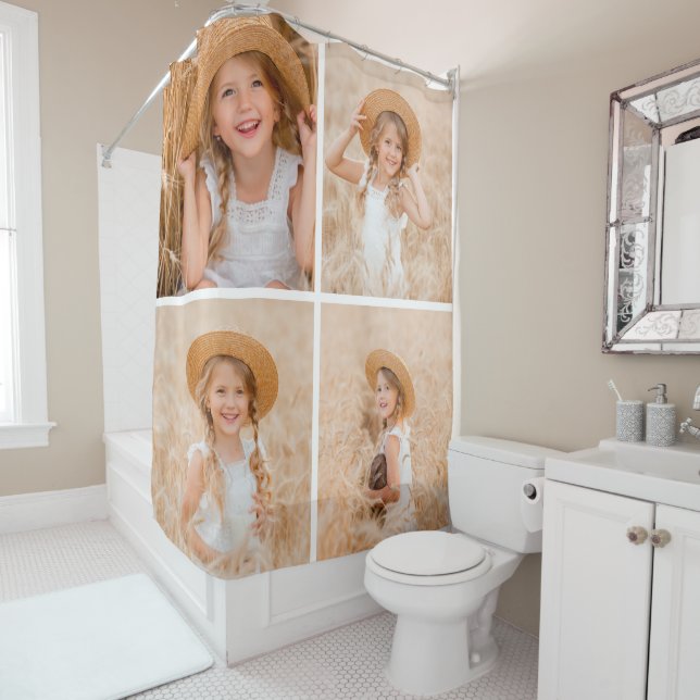 Create Your Own 4 Family Photo Collage Shower Curtain (In Situ)