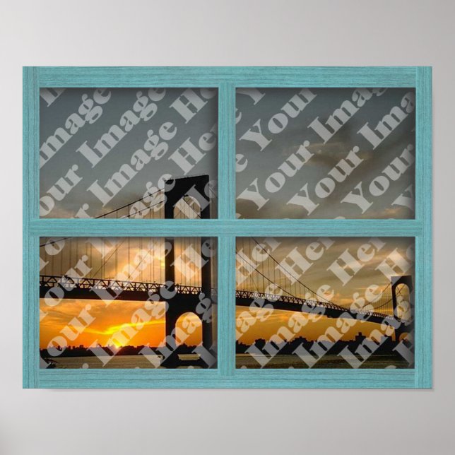 Create Your Own 4 Pane Green Wood Frame Window Poster (Front)