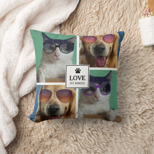 Create Your Own 4 Pet Photo Collage  Cushion (Blanket)