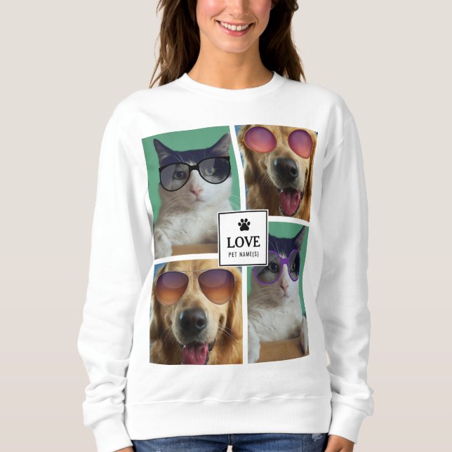 Create Your Own 4 Pet Photo Collage Sweatshirt (Front)