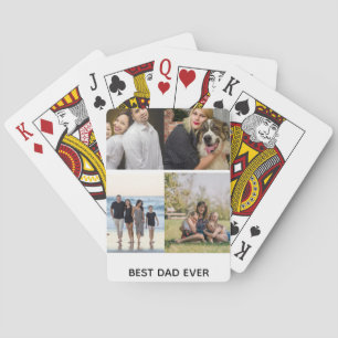 Create Your Own 4 Photo Collage Best Dad Ever Playing Cards