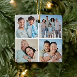 Create Your Own 4 Photo Collage Ceramic Ornament