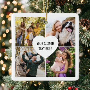 Create Your Own 4 Photo Collage Ceramic Ornament
