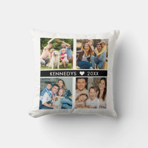 Create Your Own  4 Photo Collage Family Name  Cushion