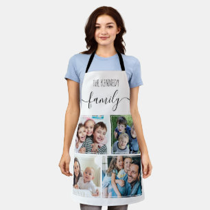 Create Your Own 4 Photo Collage Family Name White Apron