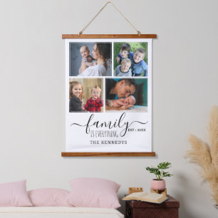 Create Your Own 4 Photo Collage Family Quote Name  Hanging Tapestry