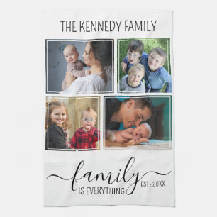 Create Your Own 4 Photo Collage Family Quote Name Tea Towel