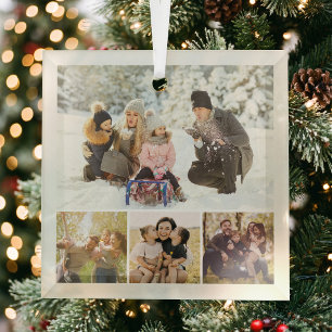 Create Your Own 4 Photo Collage Glass Tree Decoration