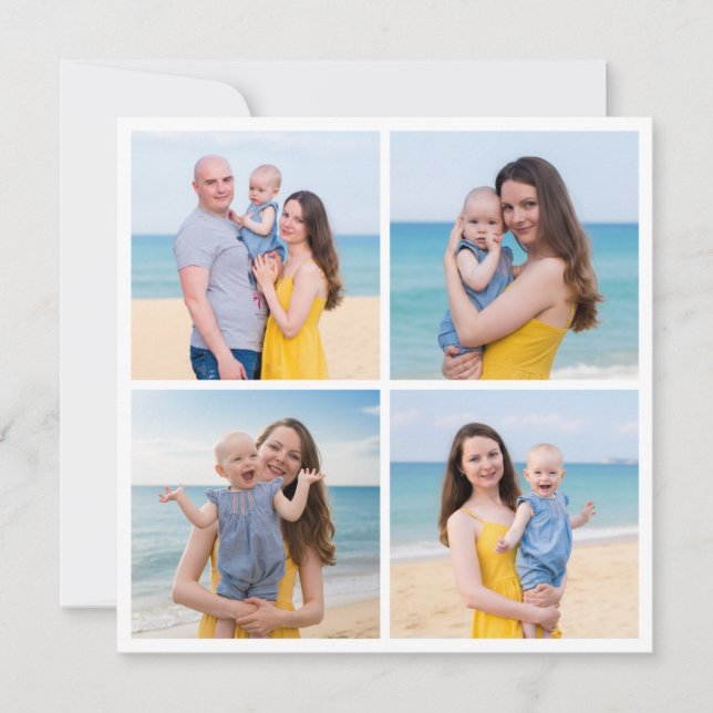 Create Your Own 4 Photo Collage Greeting Card (Front)