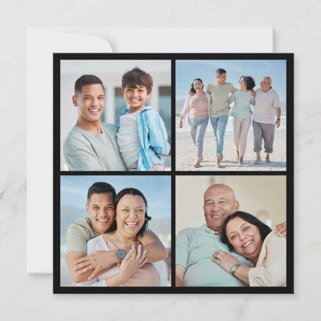 Create Your Own 4 Photo Collage Greeting Card (Front)