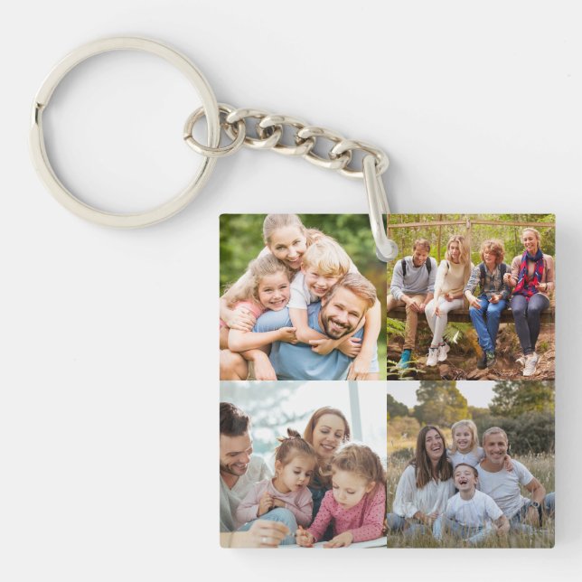 Create your Own 4 Photo Collage  Key Ring (Front)