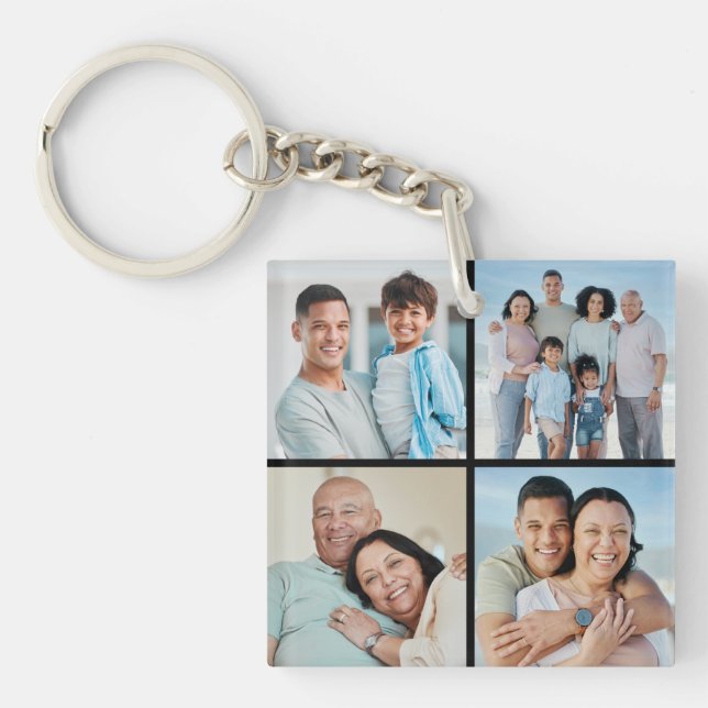 Create Your Own 4 Photo Collage Key Ring (Front)