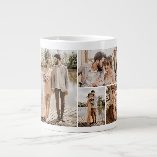 Create Your Own 4 Photo Collage Large Coffee Mug (Front)