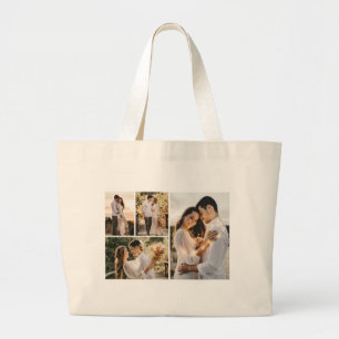 Create Your Own 4 Photo Collage Large Tote Bag