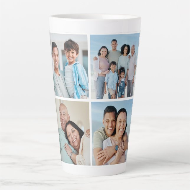 Create Your Own 4 Photo Collage Latte Mug (Front)