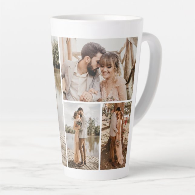 Create Your Own 4 Photo Collage Latte Mug (Right Angle)