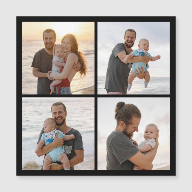 Create Your Own 4 Photo Collage Magnetic Card (Front)