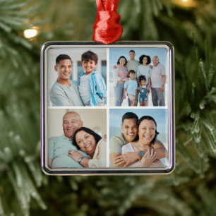 Create Your Own 4 Photo Collage Metal Tree Decoration