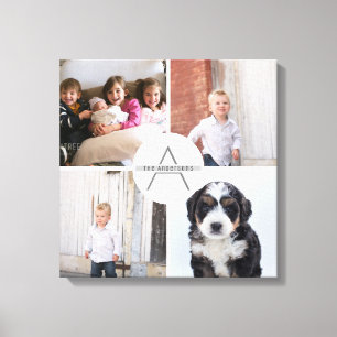 Create Your Own 4 Photo Collage Monogram Canvas Print