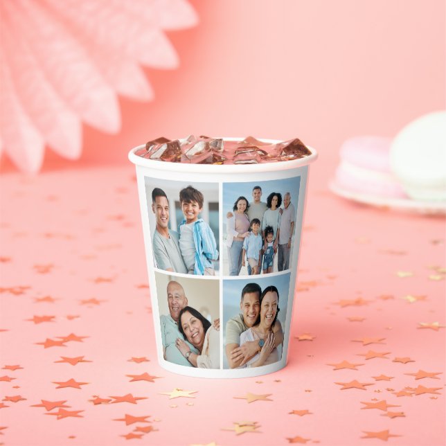 Create Your Own 4 Photo Collage Paper Cups (Insitu)