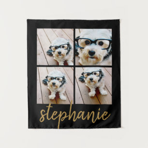 Create Your Own 4 Photo Collage - Script Gold Tapestry