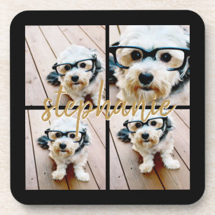 Create Your Own 4 Photo Collage - Script Name Coaster