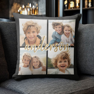 Create Your Own 4 Photo Collage - Script Name Cushion
