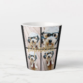 Create Your Own 4 Photo Collage - Script Name Latte Mug