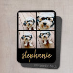 Create Your Own 4 Photo Collage - Script Name Magnet<br><div class="desc">Use up to four square or selfie phone photos to create a unique and personal gift. Or you can keep the hipster puppy and make a trendy keepsake. If you need to adjust the pictures,  click on the customise tool to make changes.</div>
