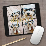 Create Your Own 4 Photo Collage - Script Name Mouse Mat<br><div class="desc">Use up to four square or selfie phone photos to create a unique and personal gift. Or you can keep the hipster puppy and make a trendy keepsake. If you need to adjust the pictures,  click on the customise tool to make changes.</div>