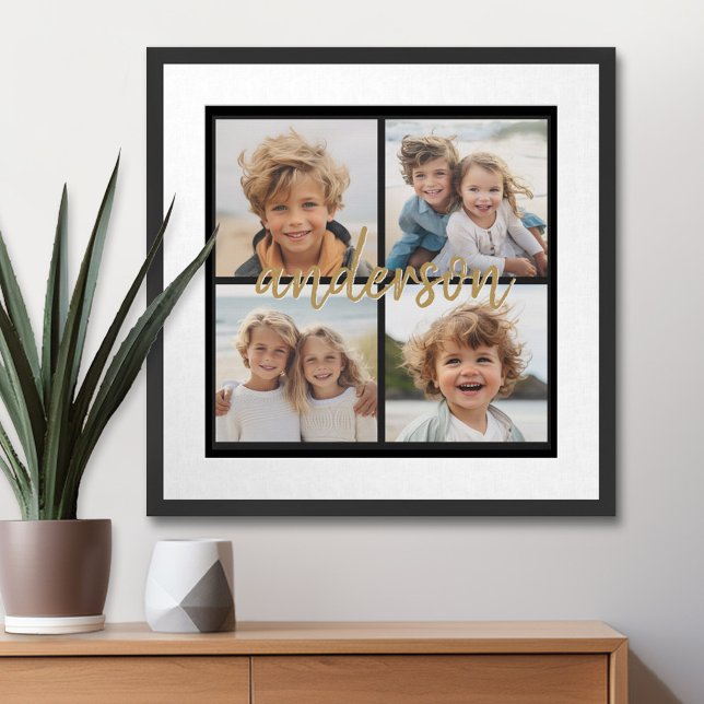 Create Your Own 4 Photo Collage - Script Name Poster (4 Photos and script name)