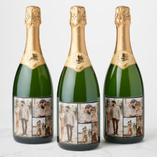 Create Your Own 4 Photo Collage Sparkling Wine Label