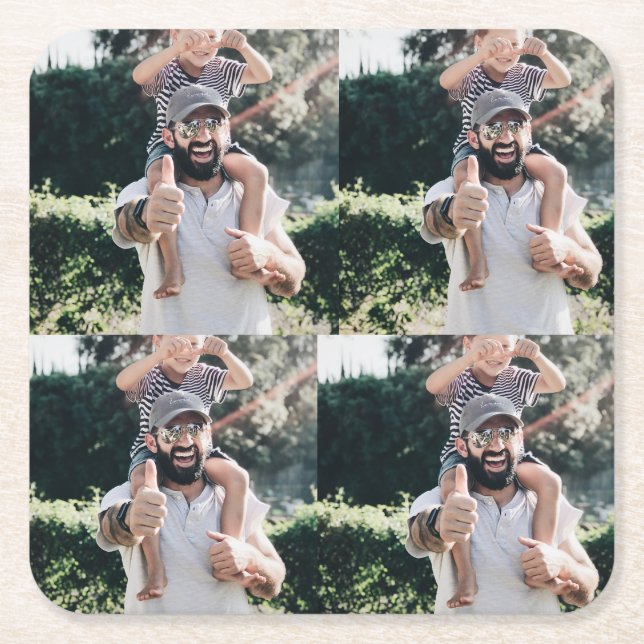 Create Your Own 4 Photo Collage Square Paper Coaster (Front)