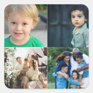 Create Your Own 4 Photo Collage Square Sticker