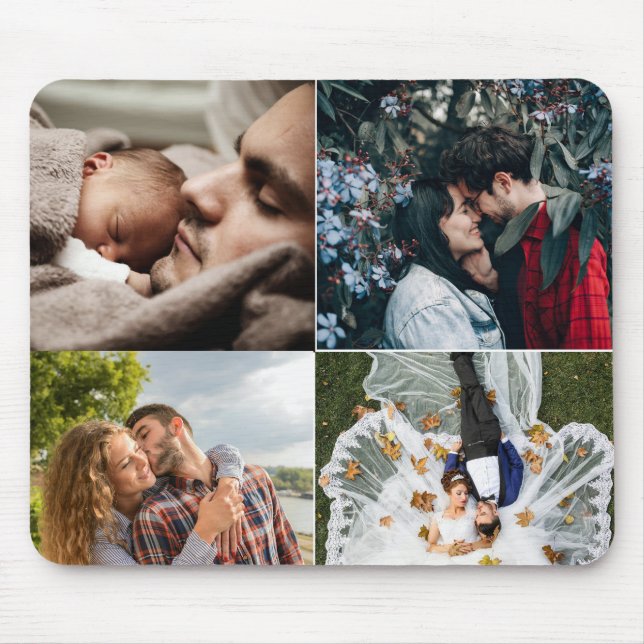 Create Your Own 4 Photo Collage Template Mouse Mat (Front)