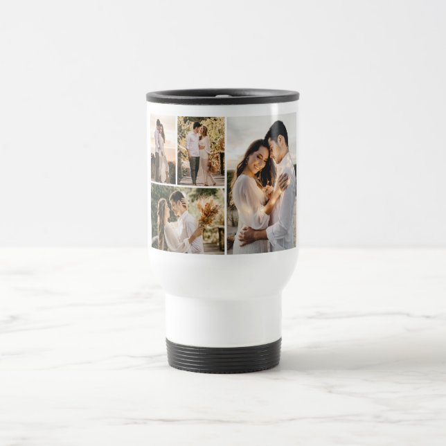 Create Your Own 4 Photo Collage Travel Mug (Center)