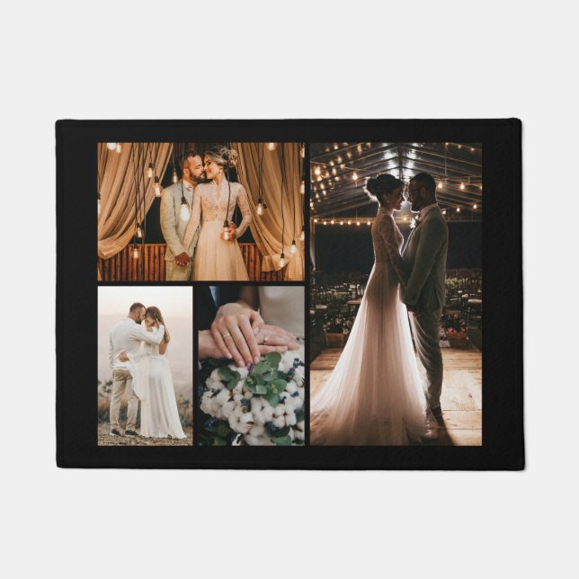 Create Your Own 4 Photo Collage Welcome Sign Doormat (Front)