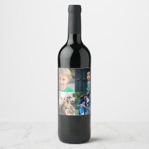 Create Your Own 4 Photo Collage Wine Label