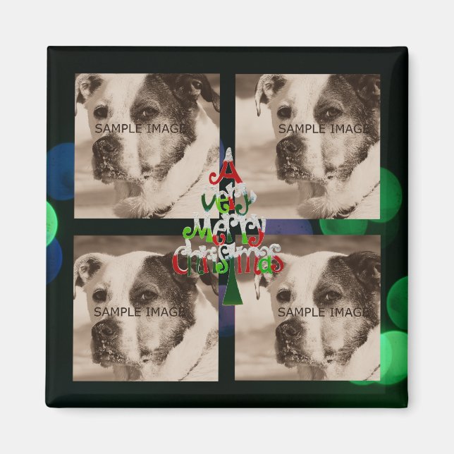 Create Your Own 4 Photo Instagram Christmas Magnet (Front)