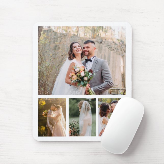 Create Your Own 4 Photo Wedding Collage Mouse Mat (With Mouse)