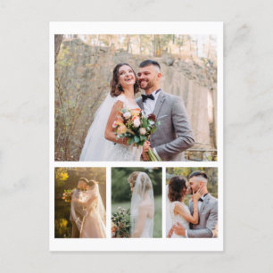 Create Your Own 4 Photo Wedding Collage Postcard