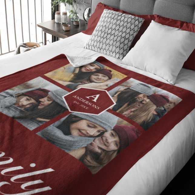 Create Your Own 4 Pictures Family Photo Collage Fleece Blanket (Creator Uploaded)