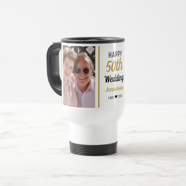 Create Your Own 50th Golden Anniversary  2 Photo Travel Mug (Front Left)